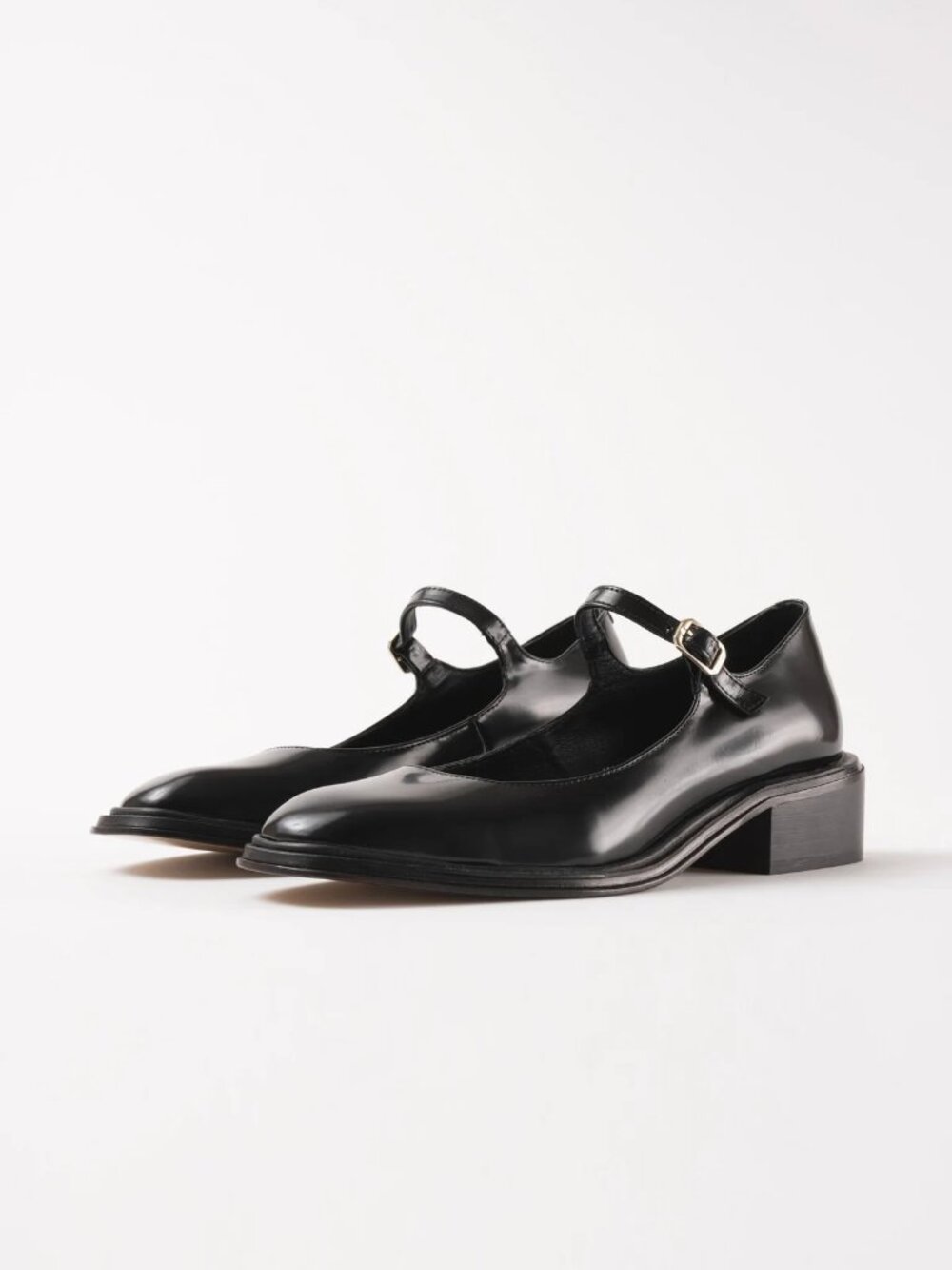 NWOT! Souliers Martinez "Penelope" Black Polished Leather Babies Mary Janes US 8